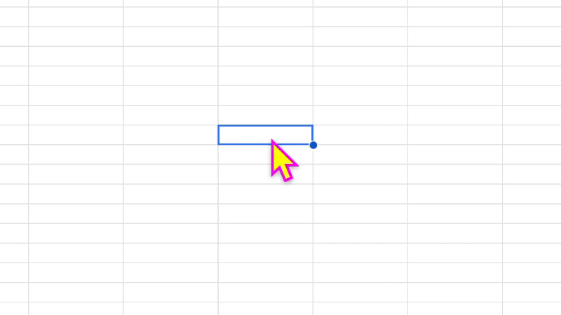 A yellow and magenta Mac pointer that stands out on a spreadsheet