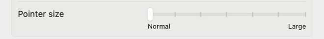 Pointer size slider at Normal
